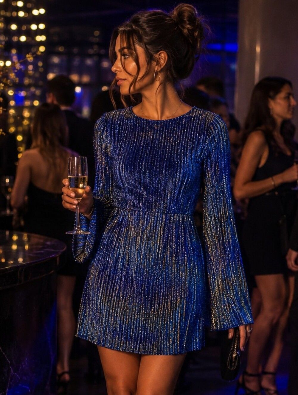 Topshop Shimmering Blue and Silver Dress